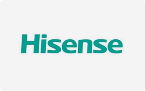 Logo of Hisense, a long-term appliance manufacturing partner of Meituo.