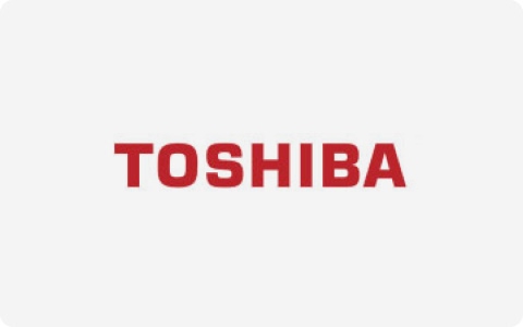 Logo of Toshiba, a global home appliance brand working with Meituo on OEM components.